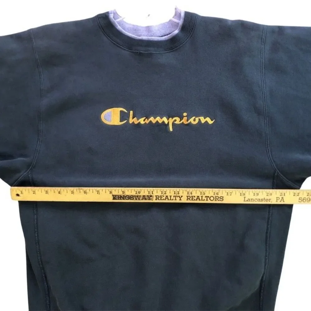 VTG Champion Reverse Weave Sweatshirt Mens Sz XL Crewneck Green Gold Embroidered